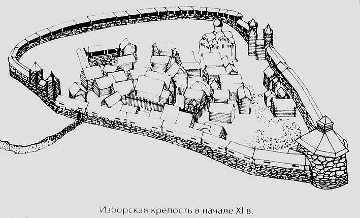 Реконструкция Изборской крепости на территории современного Труворова городища.